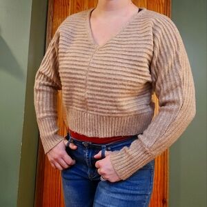 Trendy Cropped V-Neck Sweater